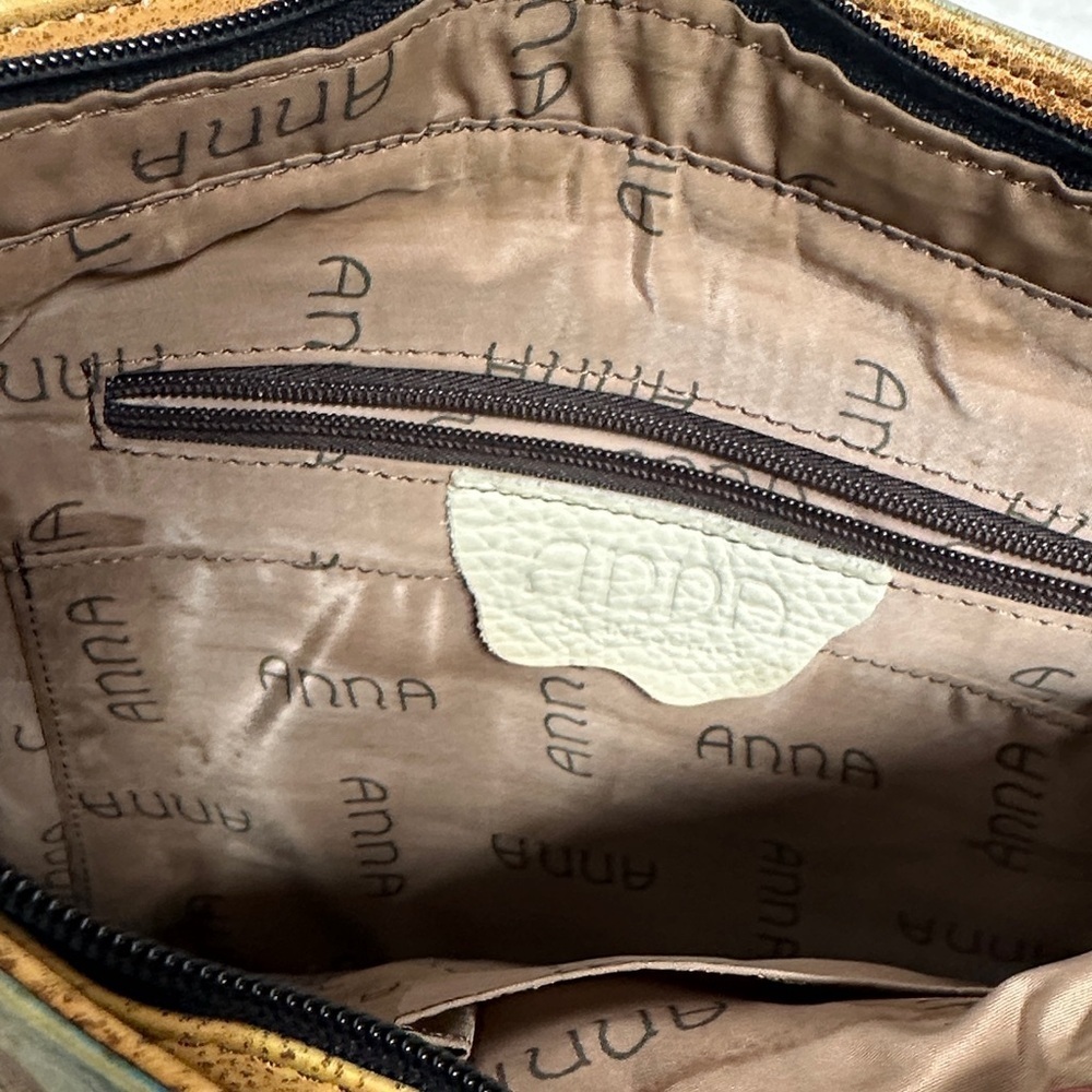Anna Hand Painted Leather Crossbody Messenger Flap Bag with built in wallet like - Picture 5 of 16